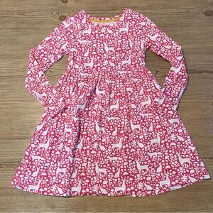 Mini Boden Woodland Animal Print Pink and White Kids Dress size 9/10